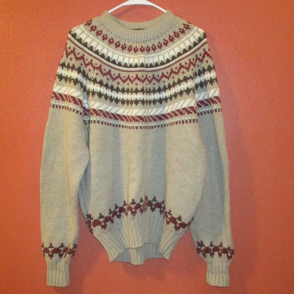 Peter England Sweater Woman X Large Brown Red White Long Sleeve Sweater